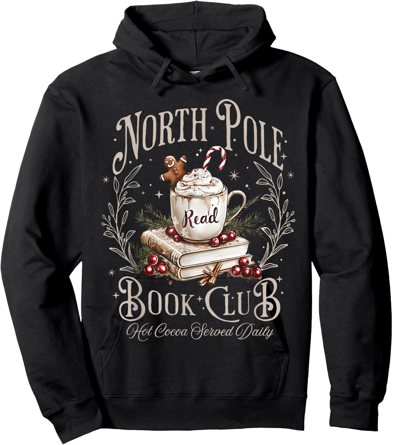 All Booked for Christmas Coquette Xmas Book Club Book Lovers Hoodie - Hoodie | Black