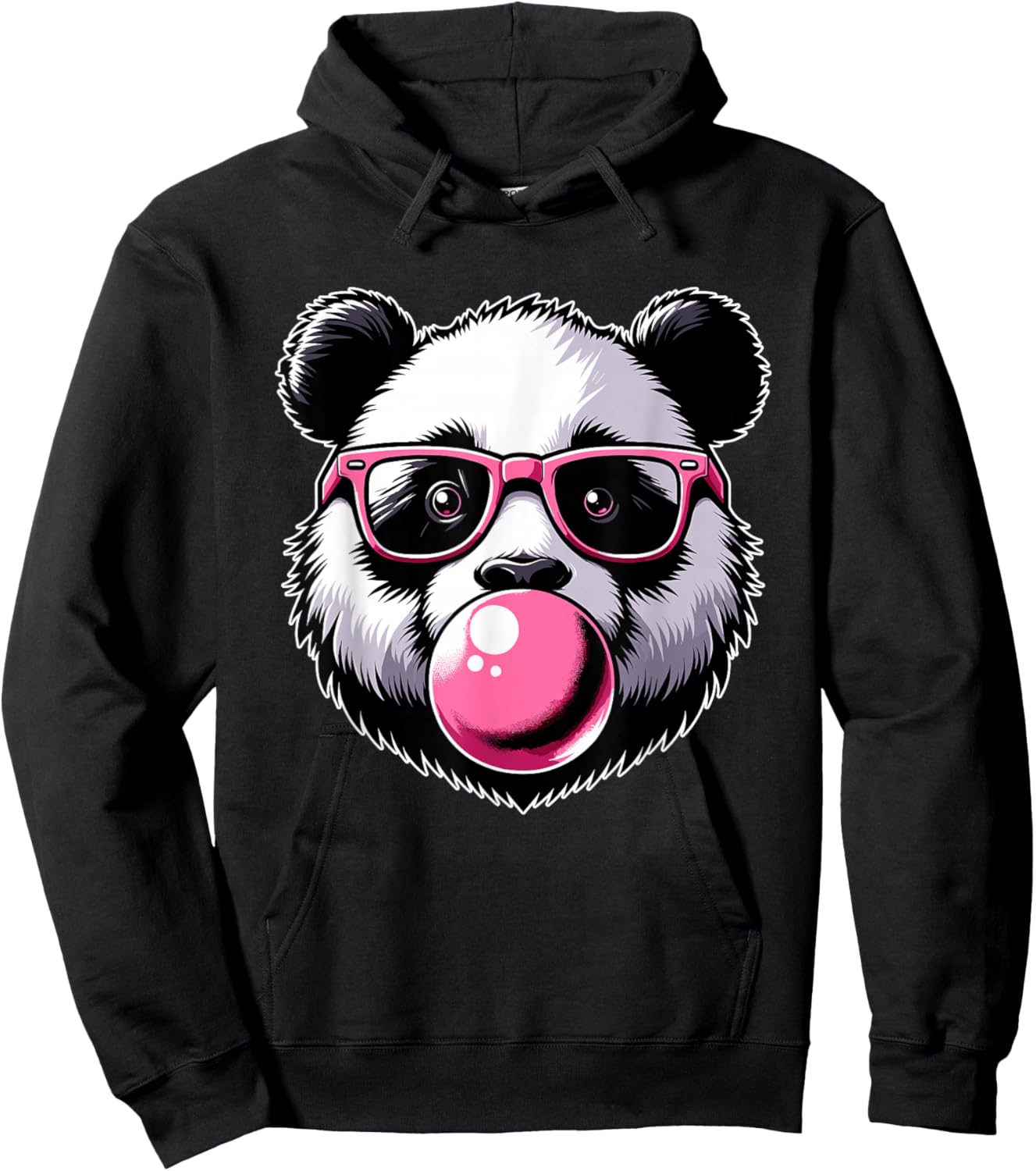 Cool Panda With Glasses, Chewing Gum Bubble & Panda Face Hoodie - Hoodie | Black