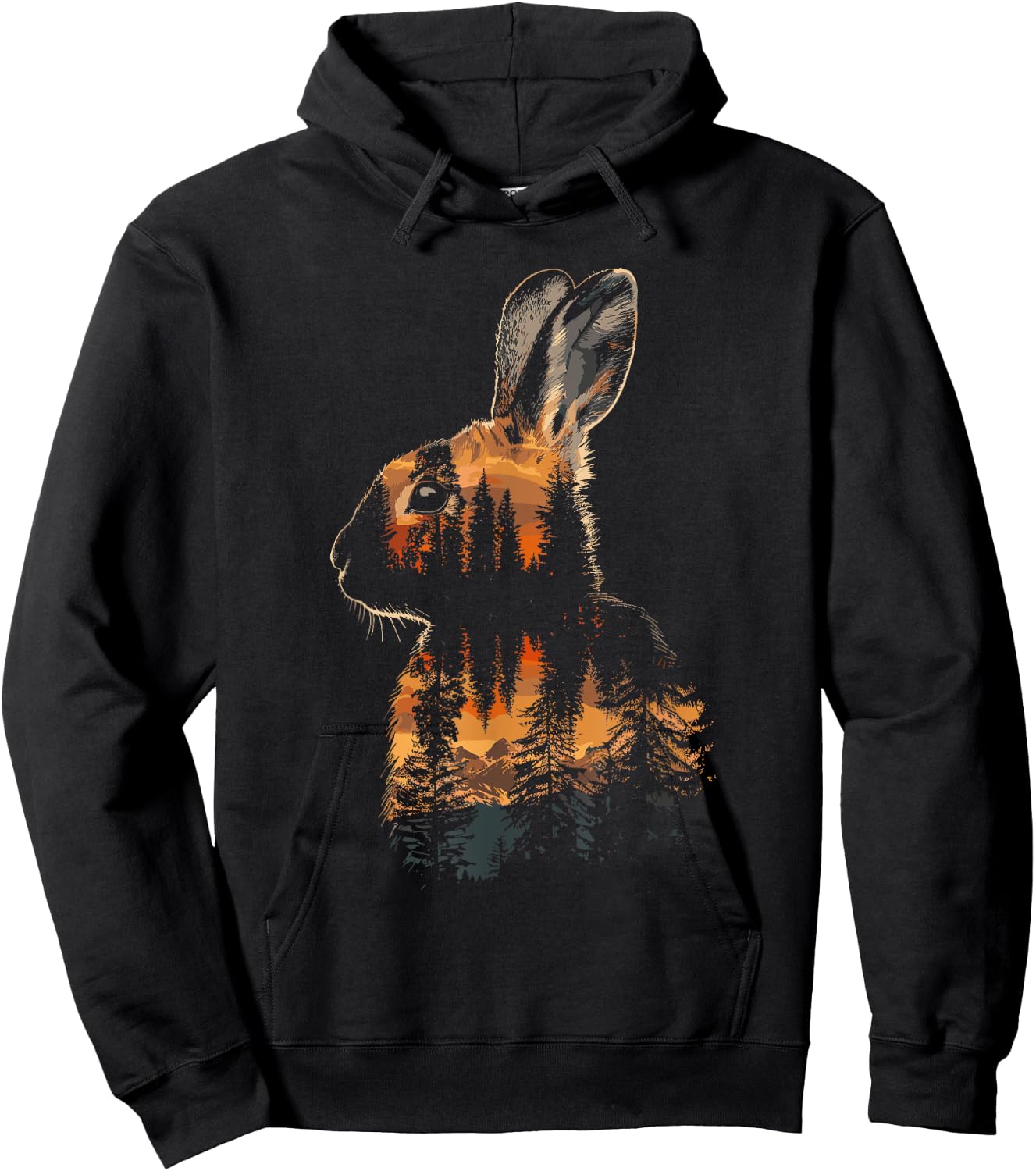 Rabbit Mountain Landscape Nature Wildlife Hoodie - Hoodie | Black