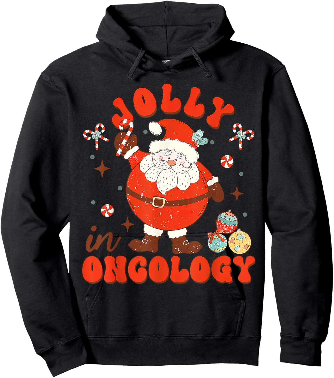 Jolly In Oncology Nurse Santa Christmas Oncology Department Hoodie - Hoodie | Black