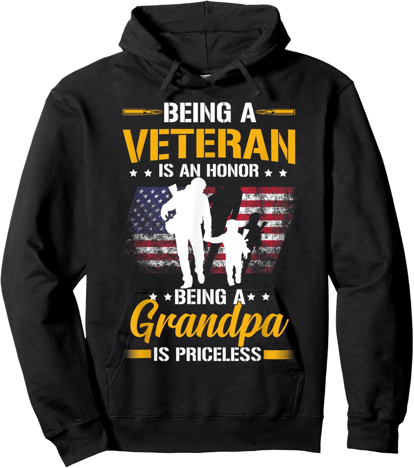 Being A Veteran Is Honor Being A Grandpa Is Priceless Hoodie - Hoodie | Black