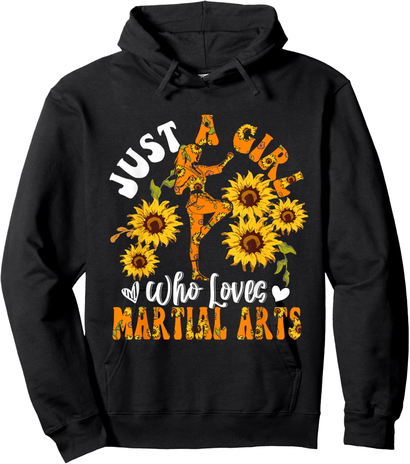 A Girl Loves Martial Arts Sport Lover Mother's Day Flowers Hoodie - Hoodie | Black