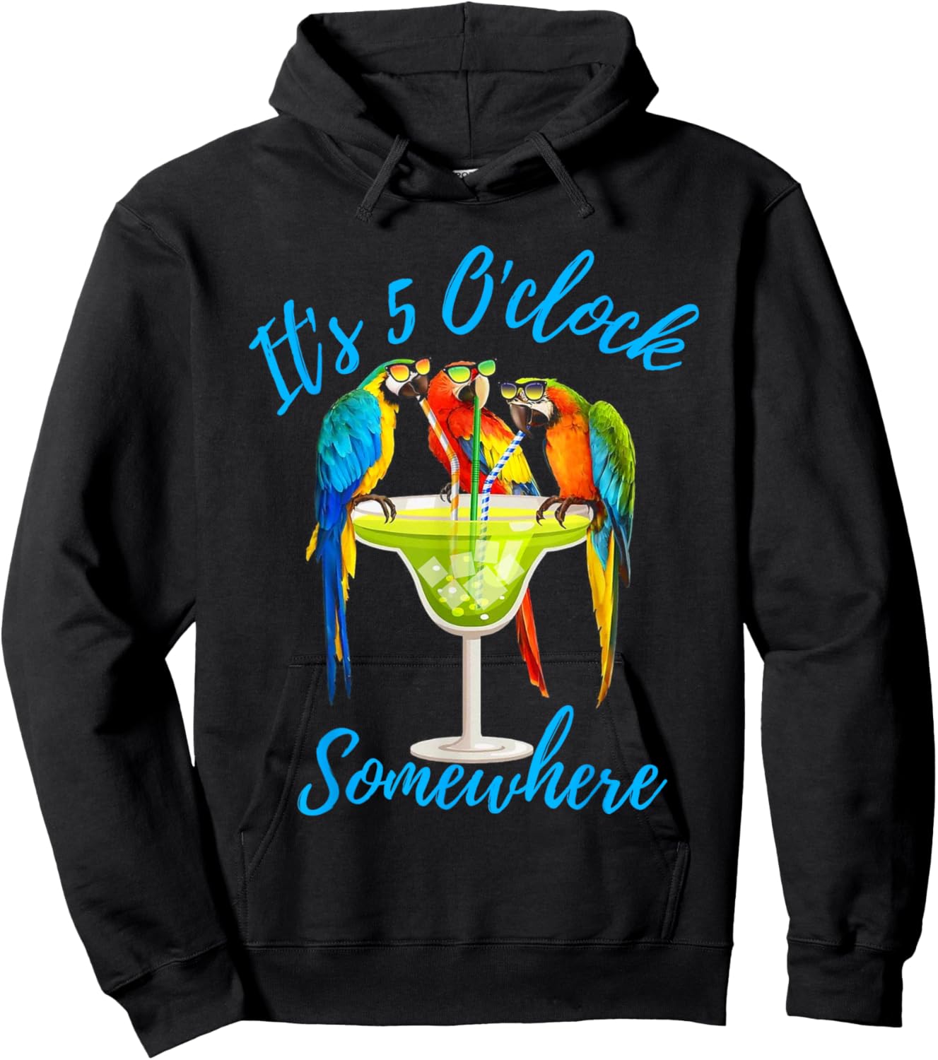 It's 5 O'clock Somewhere Funny Parrot Summer Beach Vacation Women Hoodie - Hoodie | Black