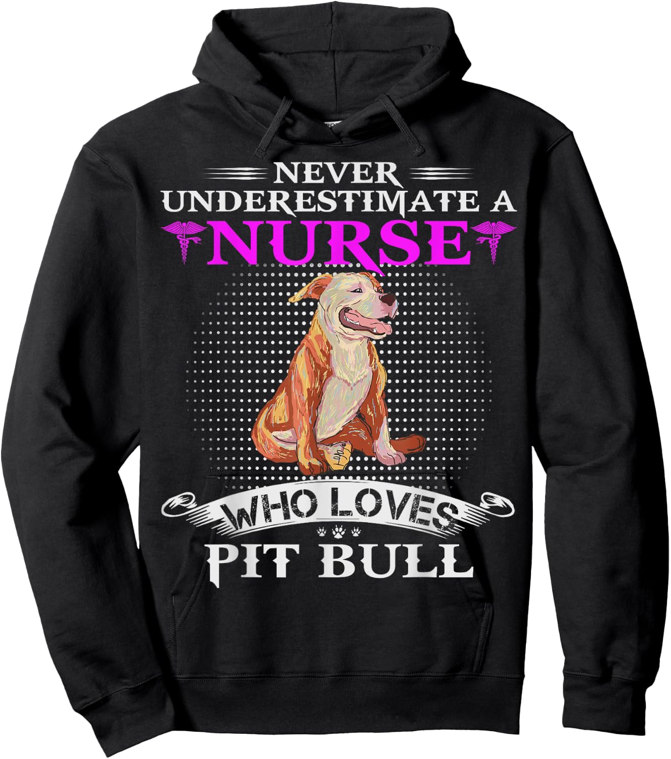 Never Underestimate A Nurse Who Loves Pit Bull Funny Pitbull Hoodie - Hoodie | Black