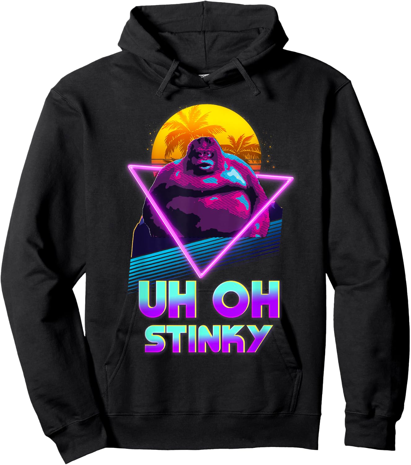 Uh Oh Stinky Poop Le Monke 80s Vaporwave Outrun Style Hoodie - Hoodie | Black