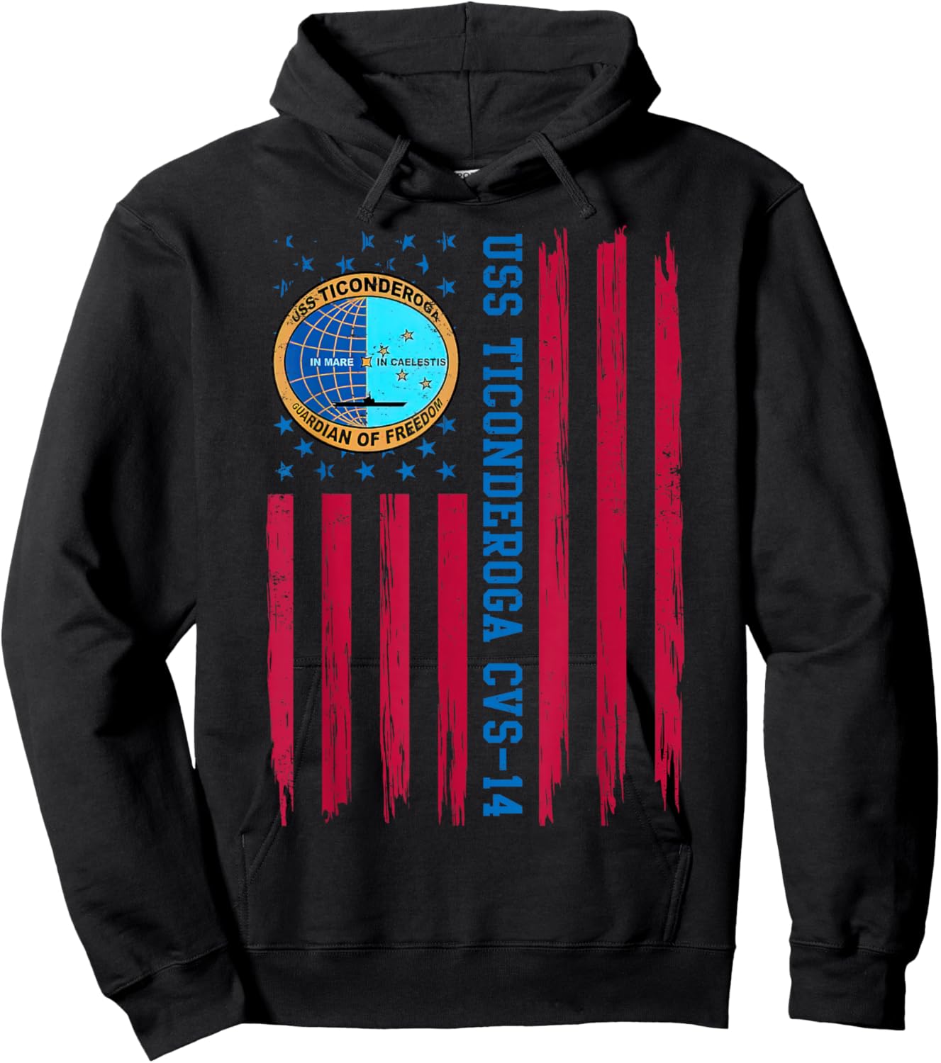 USS Ticonderoga CVS-14 American Flag Aircraft Carrier Papa Women Men Hoodie - Hoodie | Black