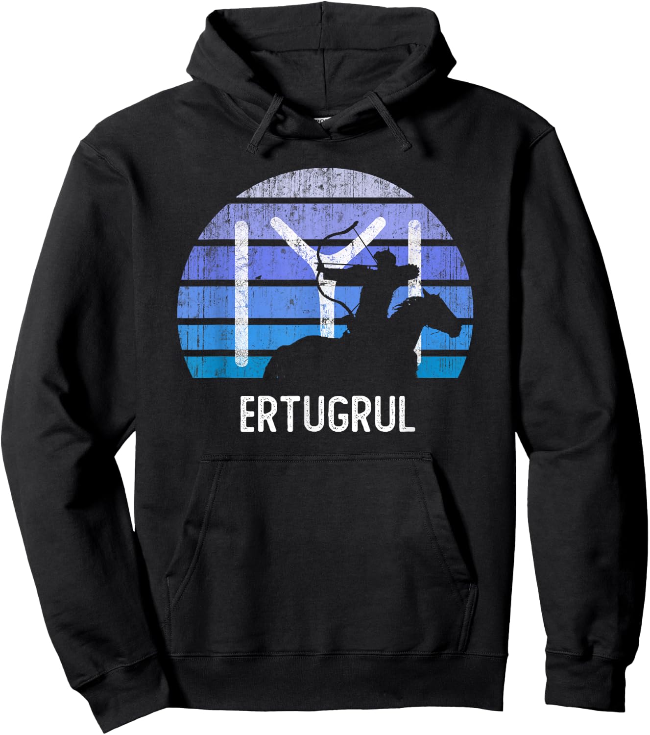 Vintage Ertugrul Horse Archer Kayi Flag Symbol Horseman Hoodie - Hoodie | Black