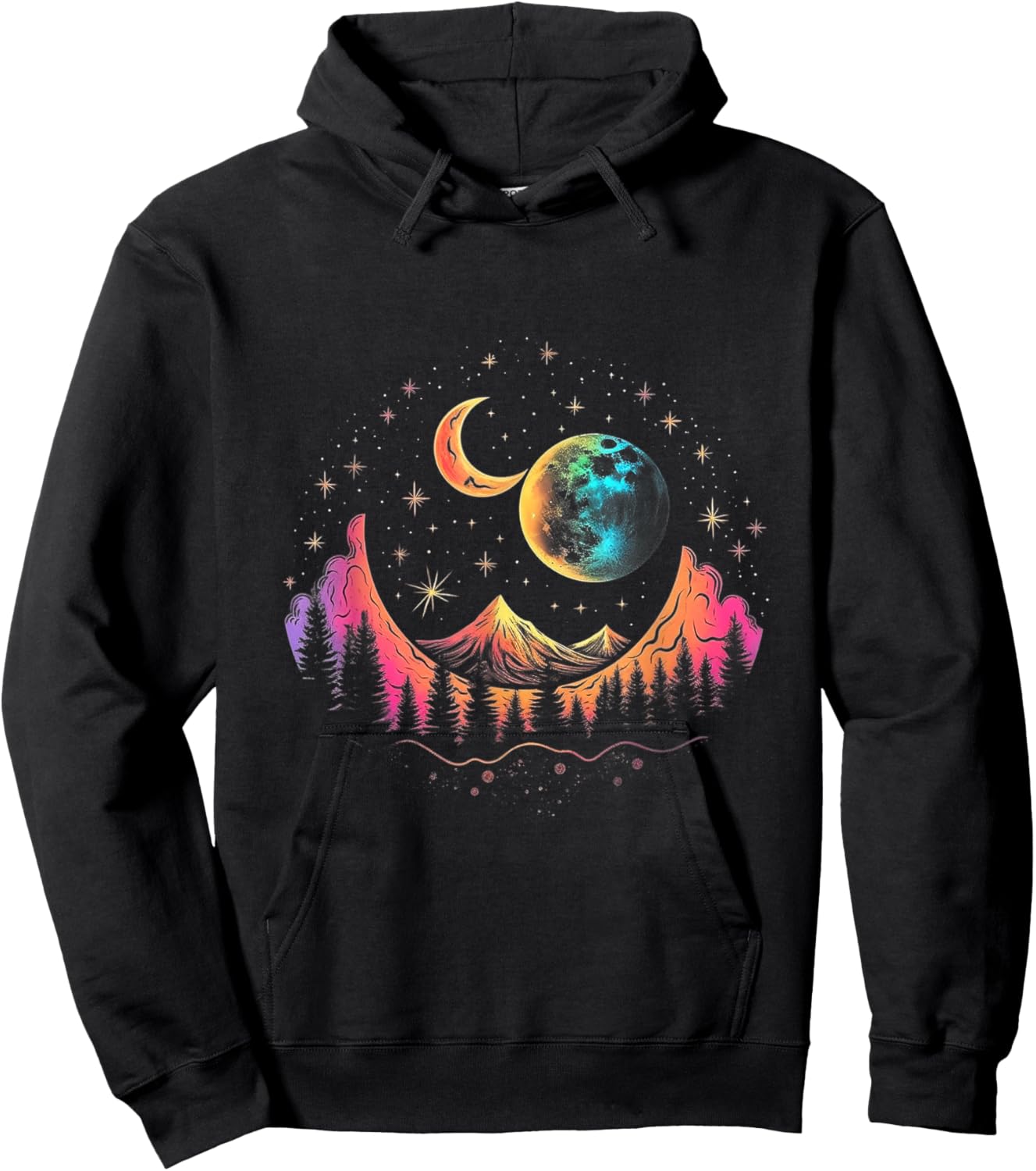 Cosmic Luminary Canvas Hoodie - Hoodie | Black