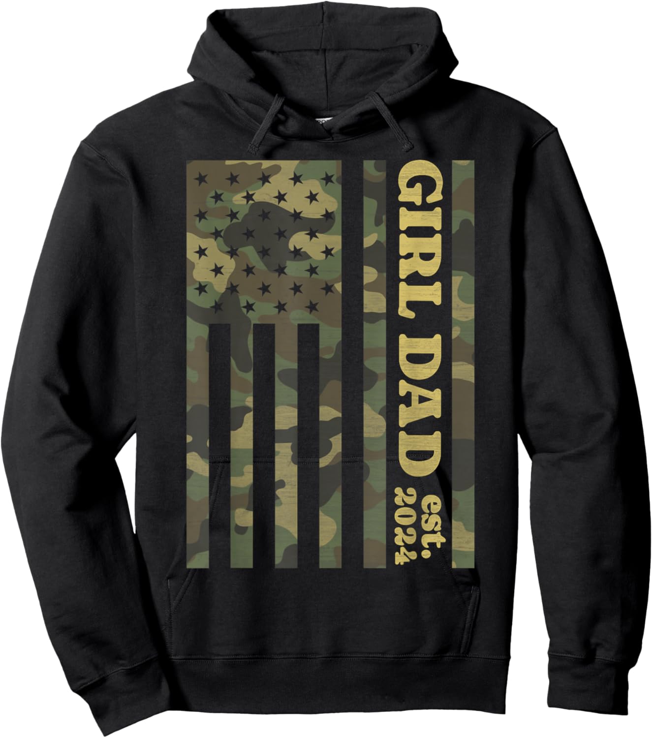 Camo Dad American Flag Camouflage Girl Dad Est 2024 of Girls Hoodie - Hoodie | Black