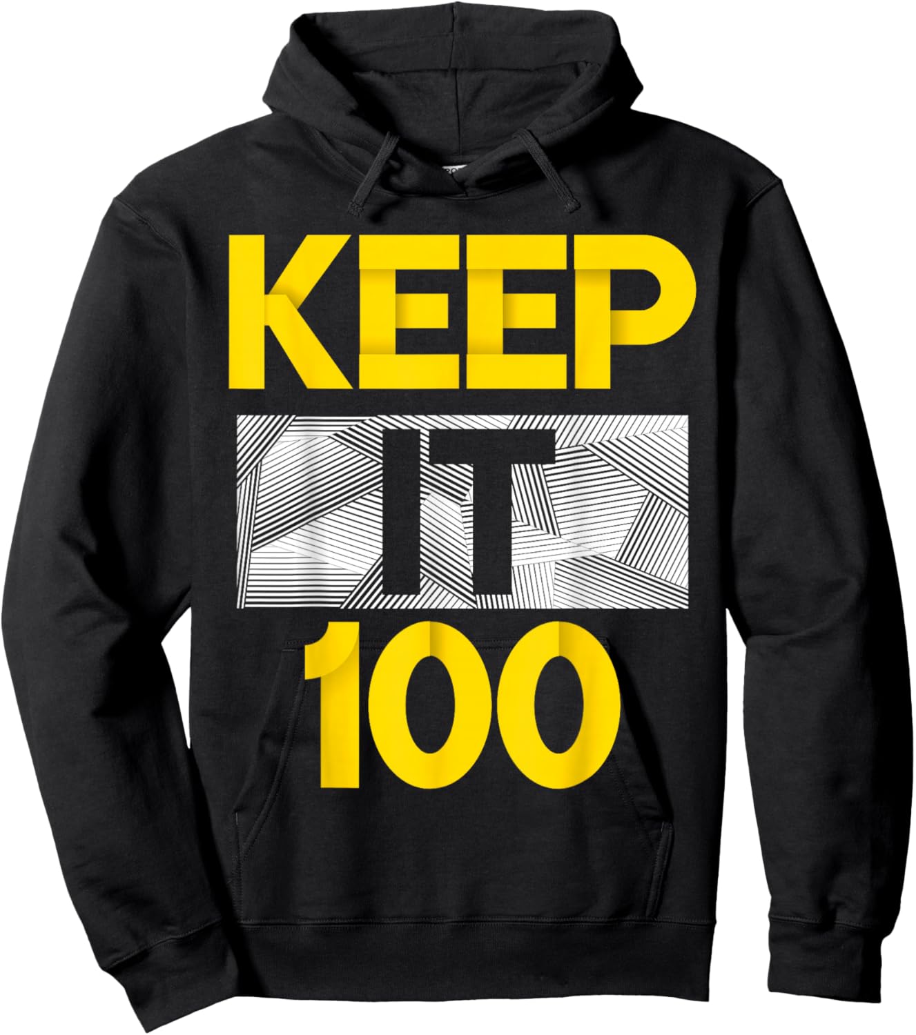 University-Gold Keep It 100 Varsity-Gold Color Graphic Hoodie - Hoodie | Black
