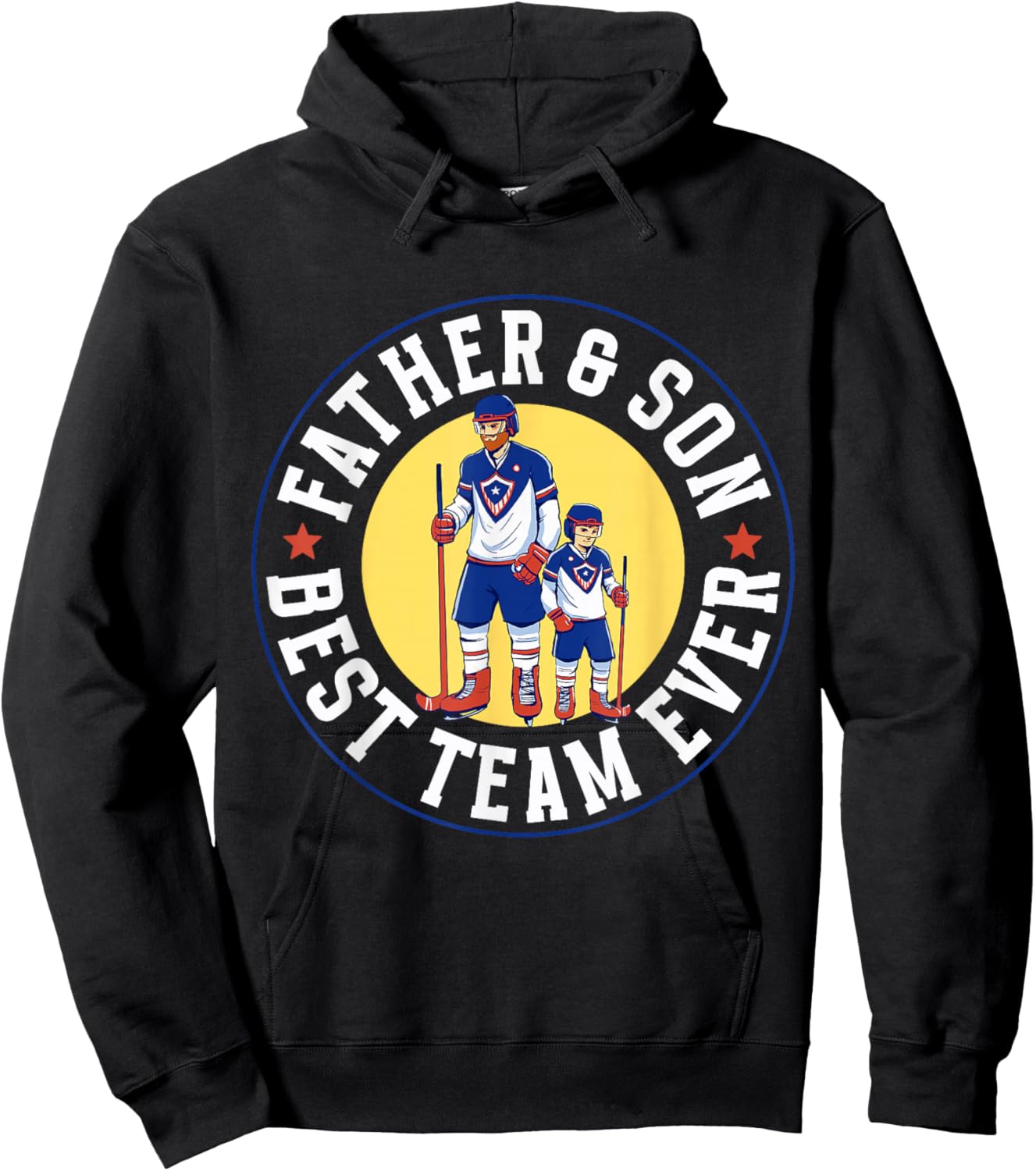 Father & Son Best Team Ever Ice Hockey Matching Father Son Hoodie - Hoodie | Black