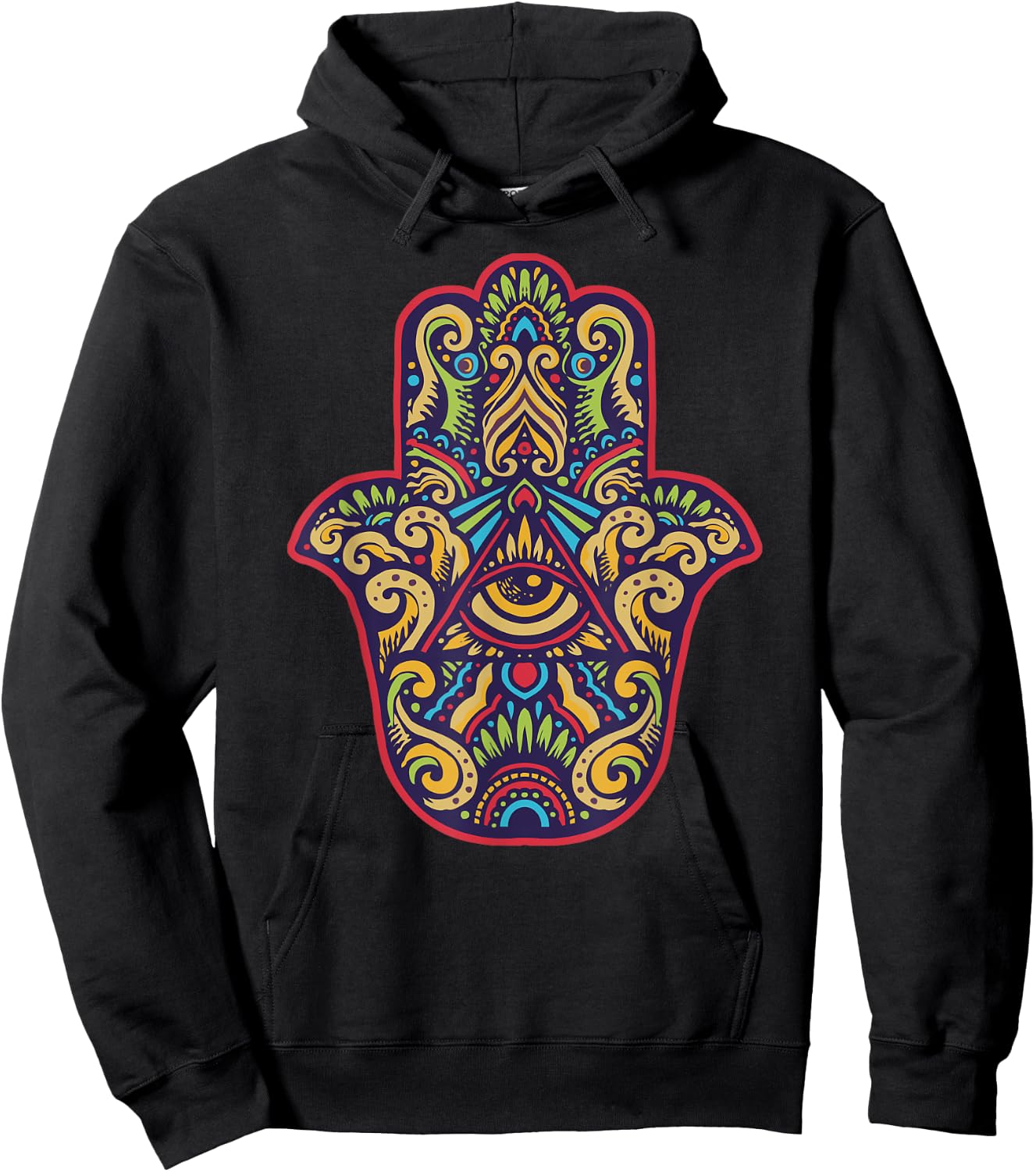 Spiritual Mystic Eye Third Eye All Seeing Eye Hamsa Hand Hoodie - Hoodie | Black