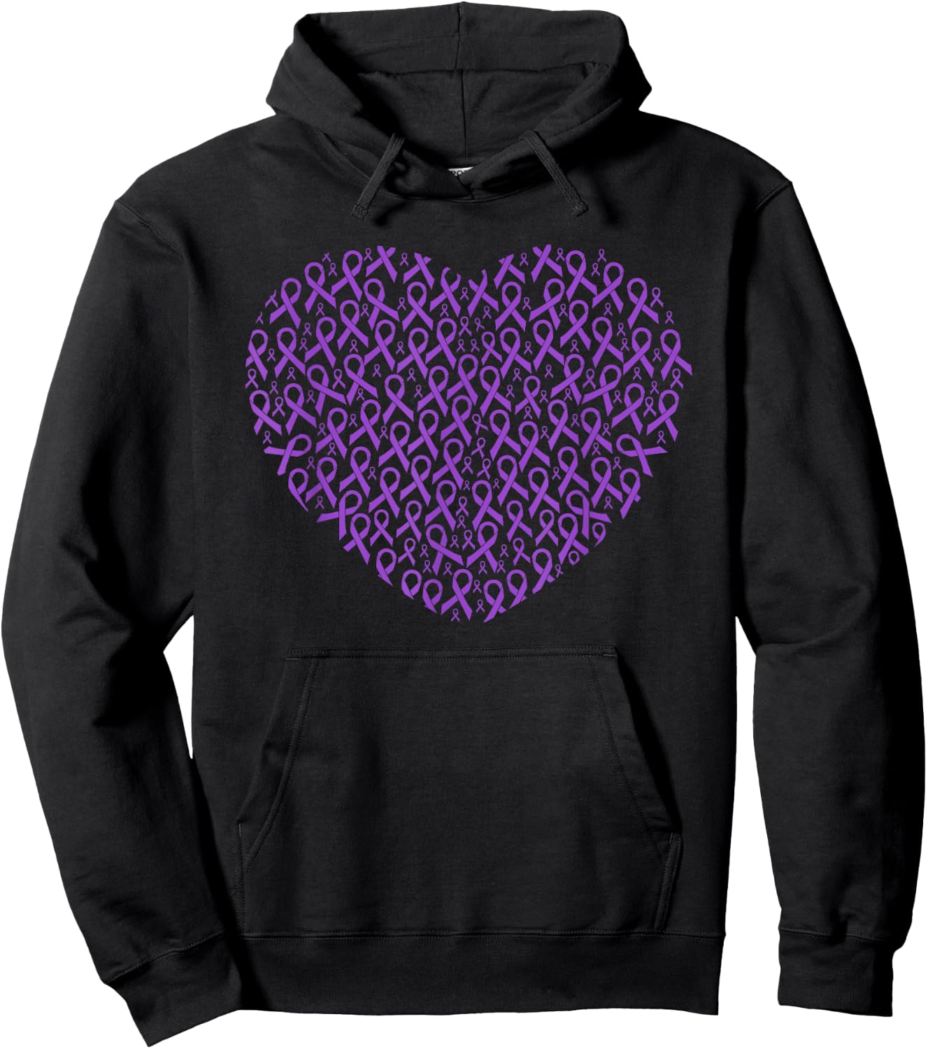 Pancreatic Cancer Awareness Purple Ribbon Heart Gift Support Hoodie - Hoodie | Black