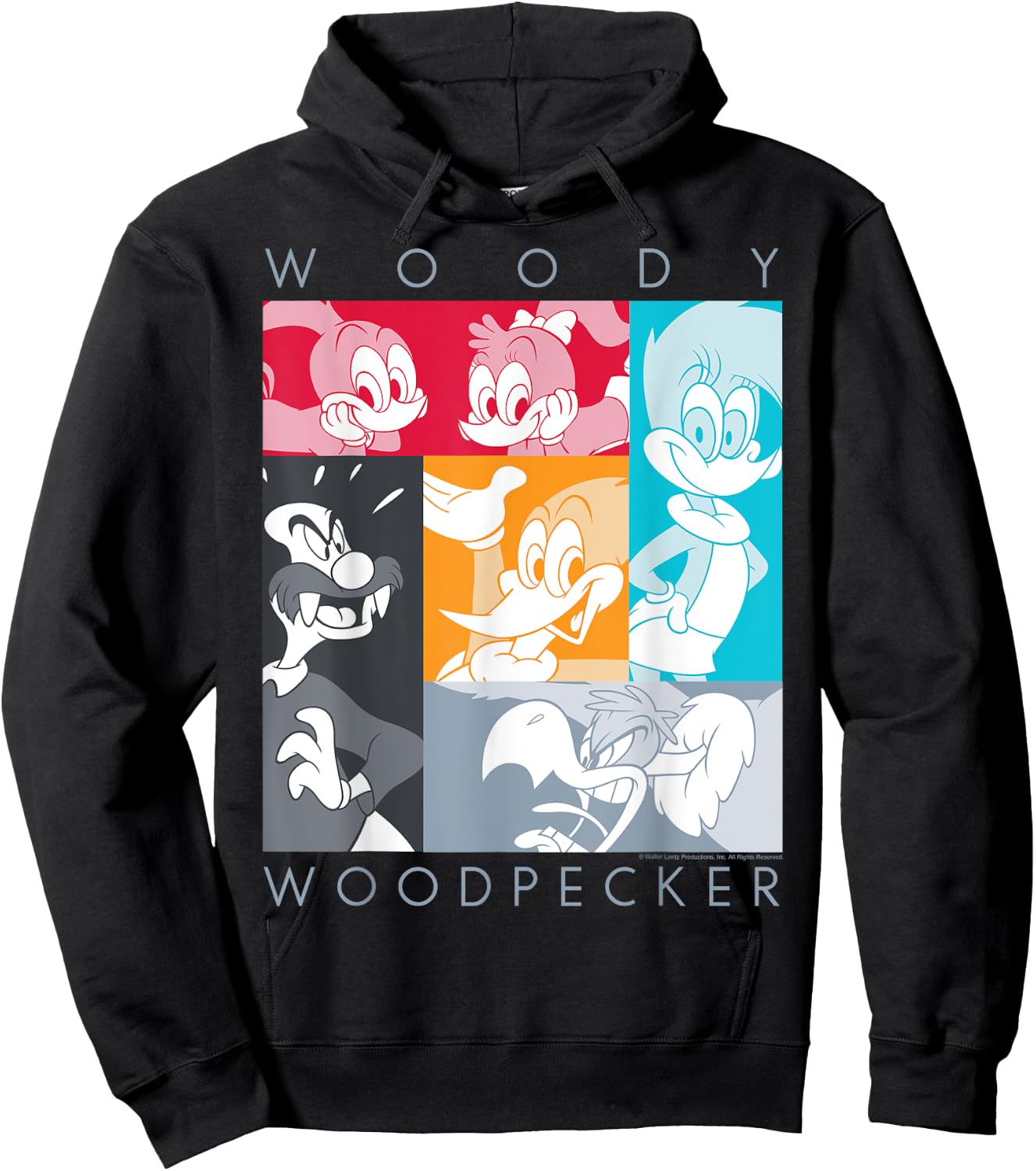 Woody Woodpecker Group Shot Panel Poster Hoodie - Hoodie | Black