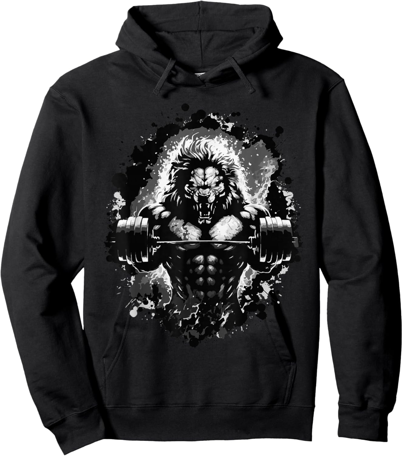 Lion Lifting Weights Gym Beast Workout Muscles Bodybuilding Hoodie - Hoodie | Black