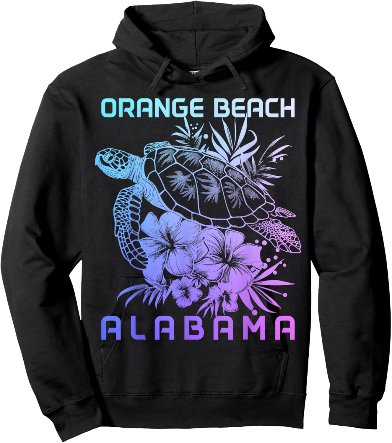 Orange Beach Alabama Sea Turtle Surfer Hoodie - Hoodie | Black