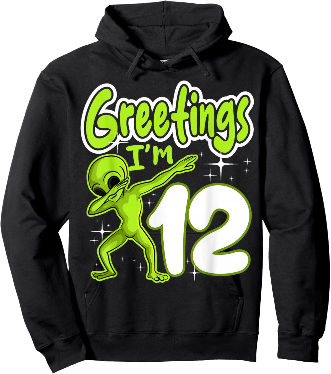 Alien 12th Birthday Dubbing Party Space Galaxy Traveler UFO Hoodie - Hoodie | Black