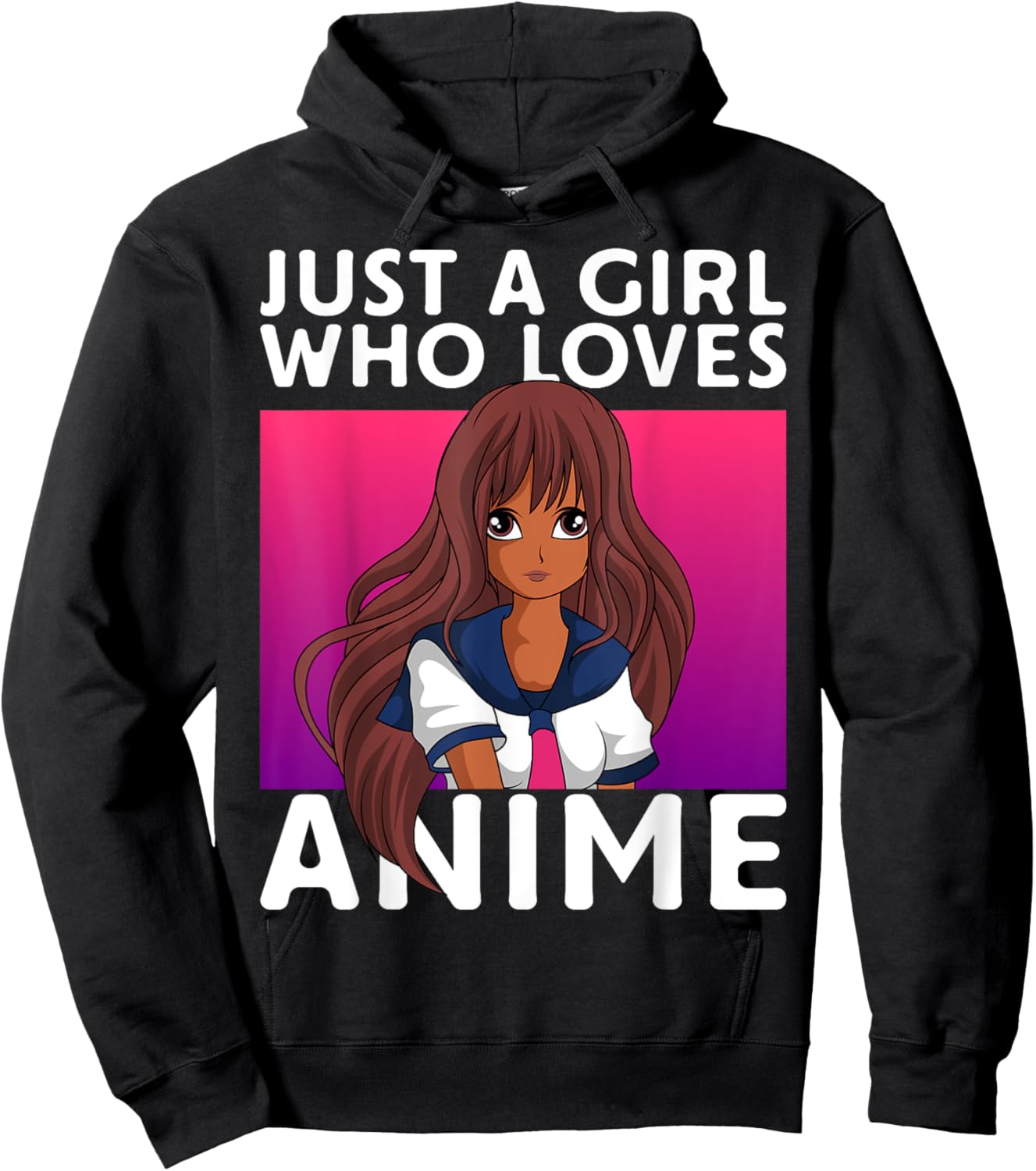 Just A Girl Who Loves Anime Lover Black Anime Girl Hoodie - Hoodie | Black