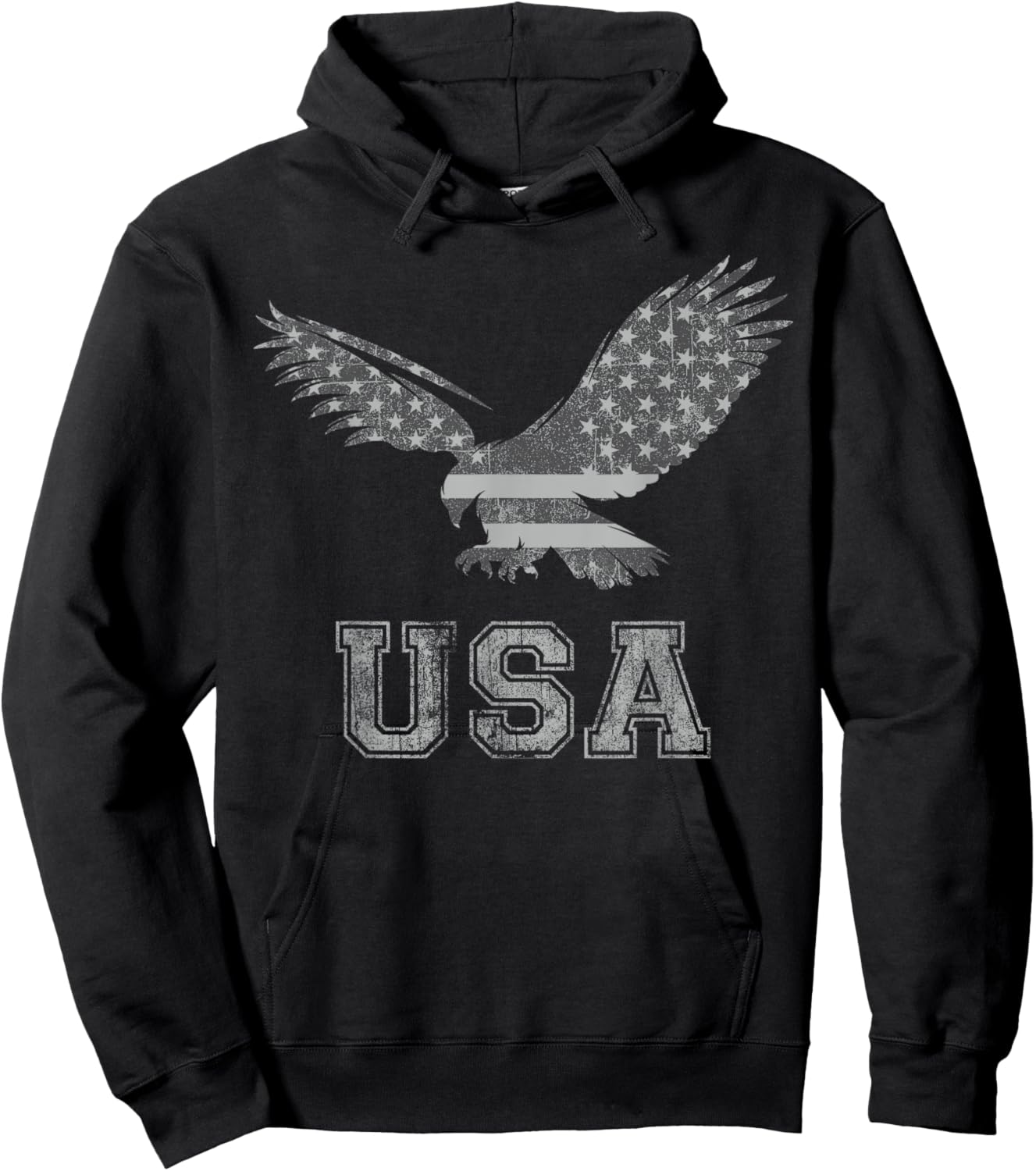 Scruffbag American Eagle Cool Distressed Flag USA Patriotic , -Adults, Black, Small, Short Sleeve, Classic Fit, Cotton, Polyester Hoodie - Hoodie | Black