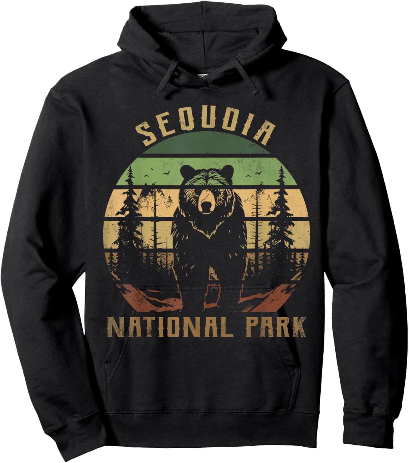 Retro Vintage Sequoia National Park for kids Hiking Camping Hoodie - Hoodie | Black