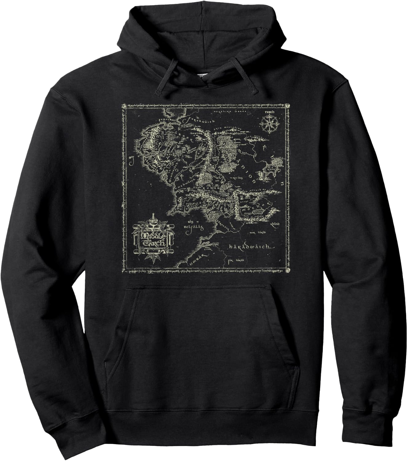 Lord of The Rings Map of Middle Earth Hoodie - Hoodie | Black