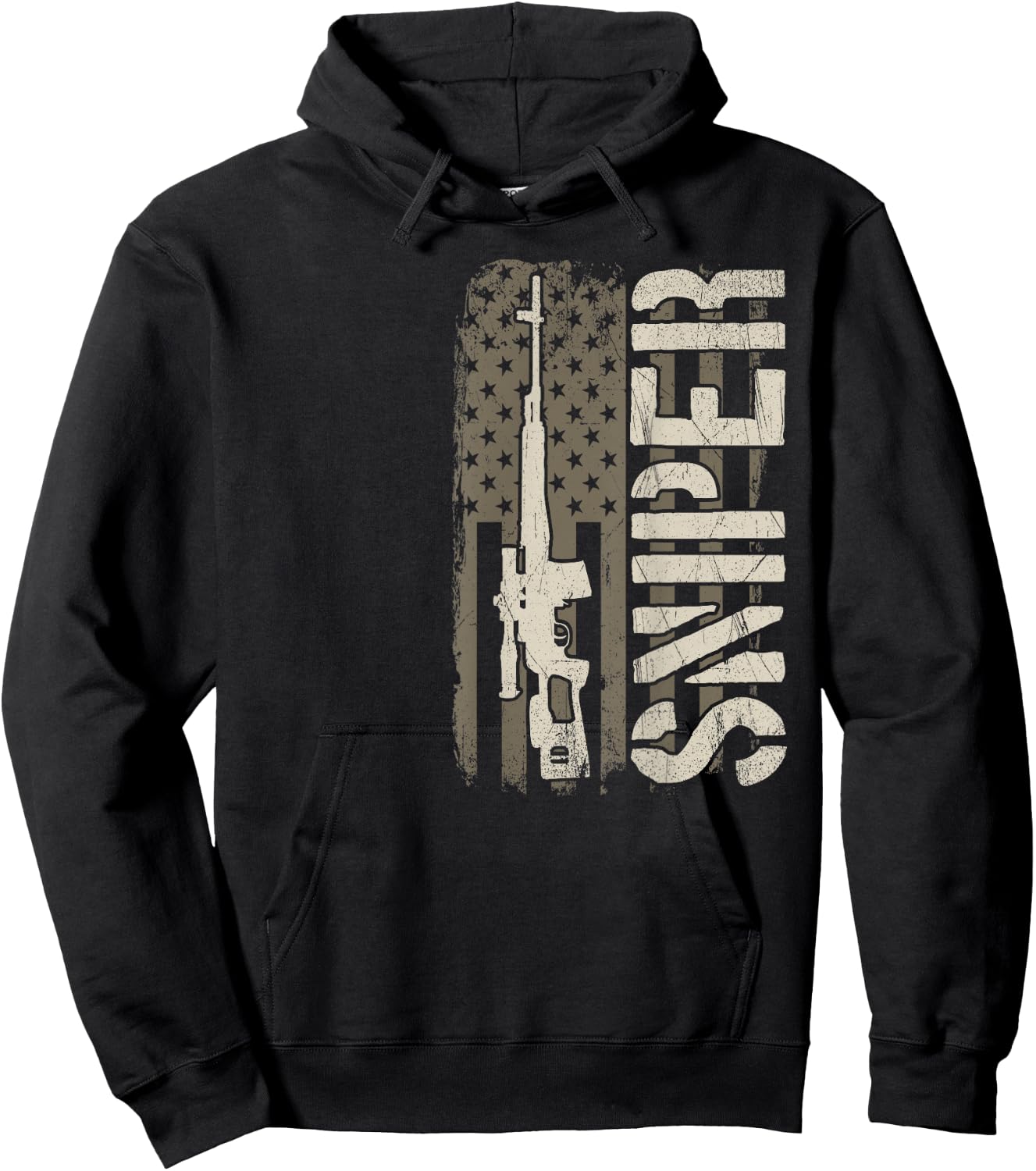Sniper - USA American Flag, Military Sharpshooter Hoodie - Hoodie | Black