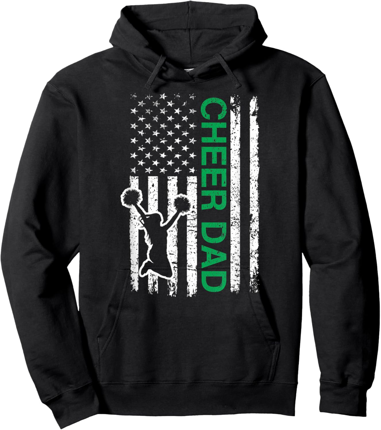 Cheer Dad Flag Green Cheerleading Hoodie - Hoodie | Black