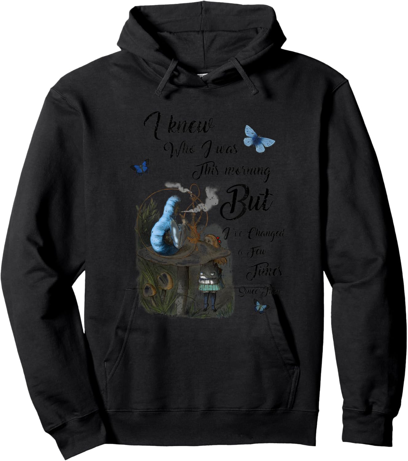 Alice In Wonderland Quote Vintage Dictionary , Small, Blue Hoodie - Hoodie | Black