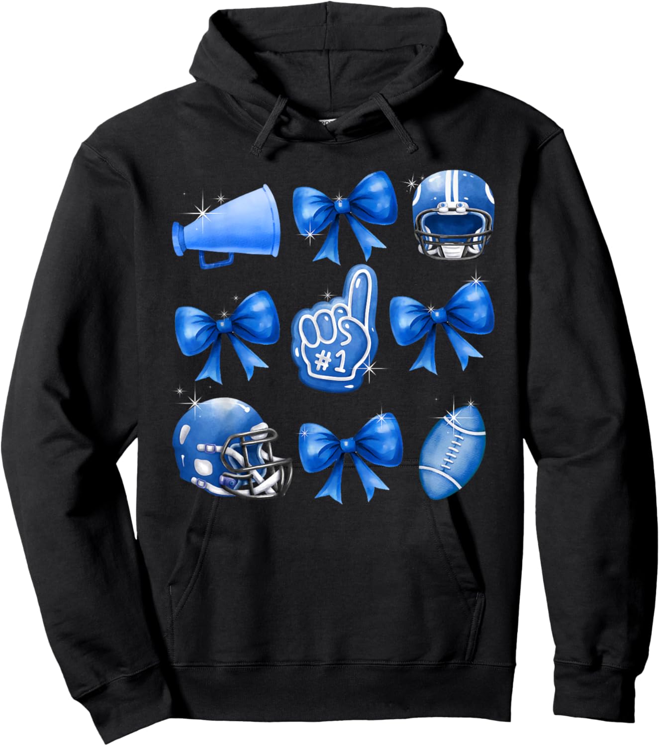 Football Coquette Bow Football Mom Game Day Women Girls Kids Hoodie - Hoodie | Black