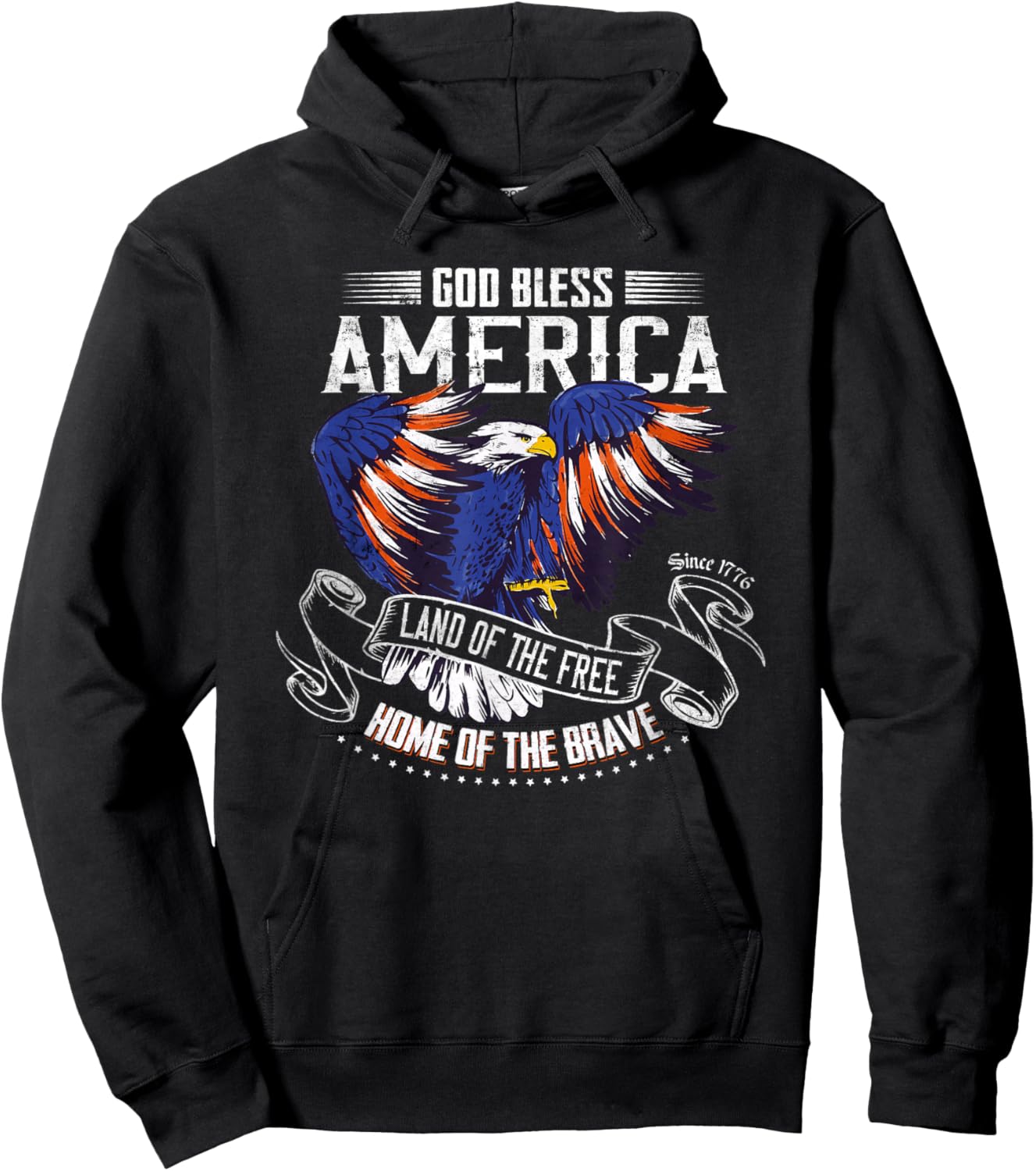 God Bless America | Land of The Free Because of The Brave Hoodie - Hoodie | Black
