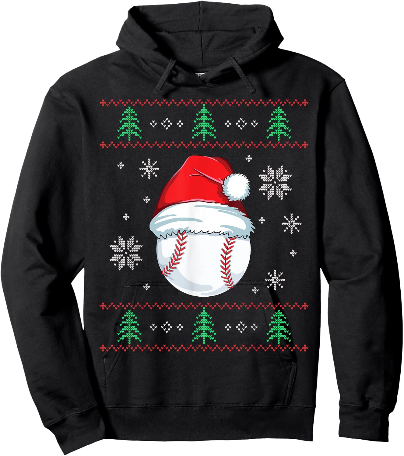 Ugly Christmas Baseball Boys Kids Ball Santa Pajama Hoodie - Hoodie | Black