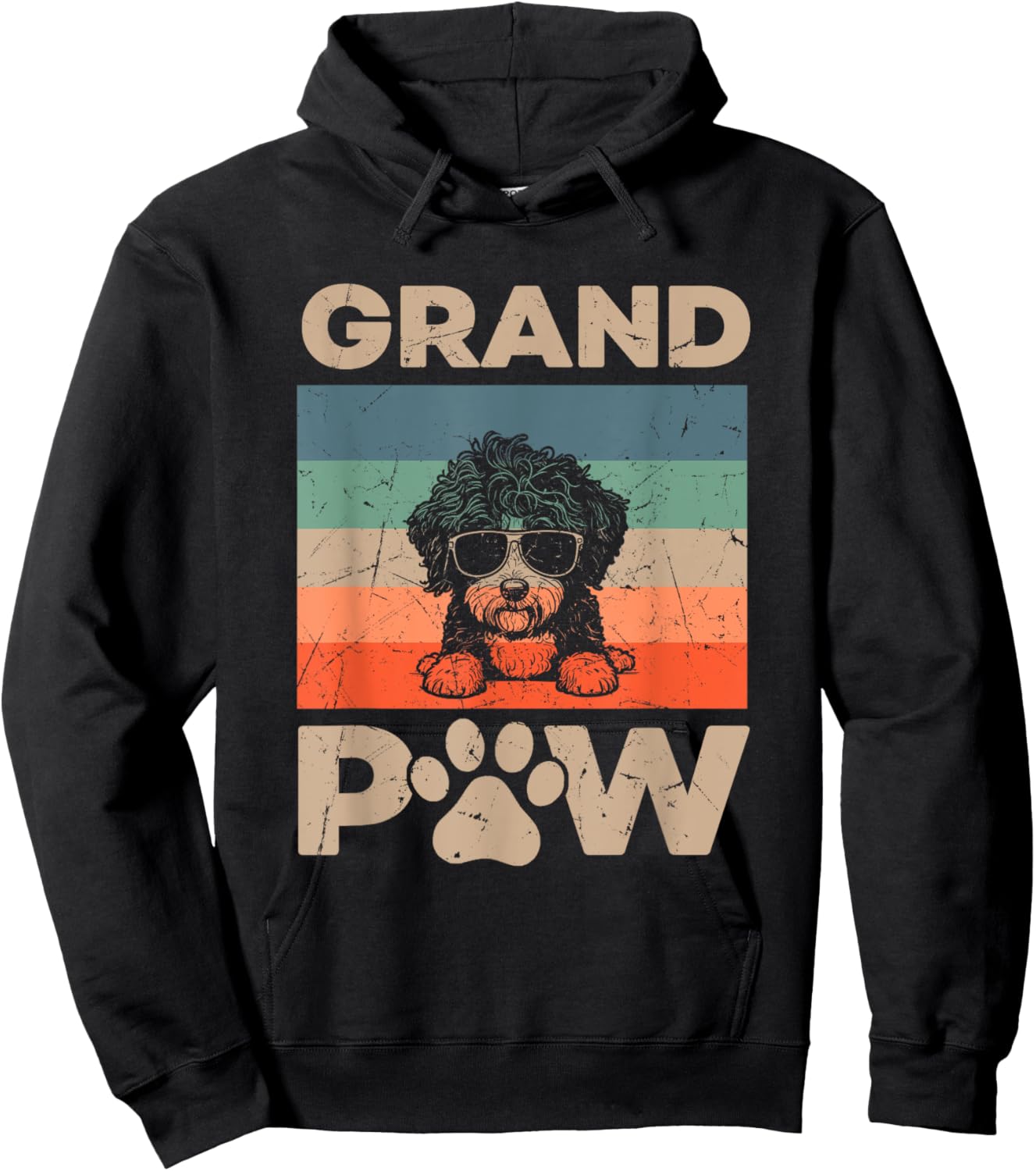 Retro Grand Paw Aussiedoodle Dog Grandpaw Grandpa Christmas Men Women Kids Hoodie - Hoodie | Black