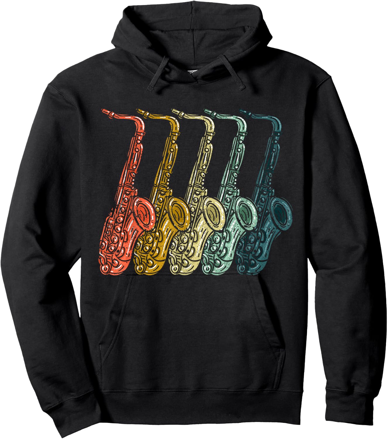 Vintage Saxophone Design Women Sax Lover Saxophonist Hoodie - Hoodie | Black