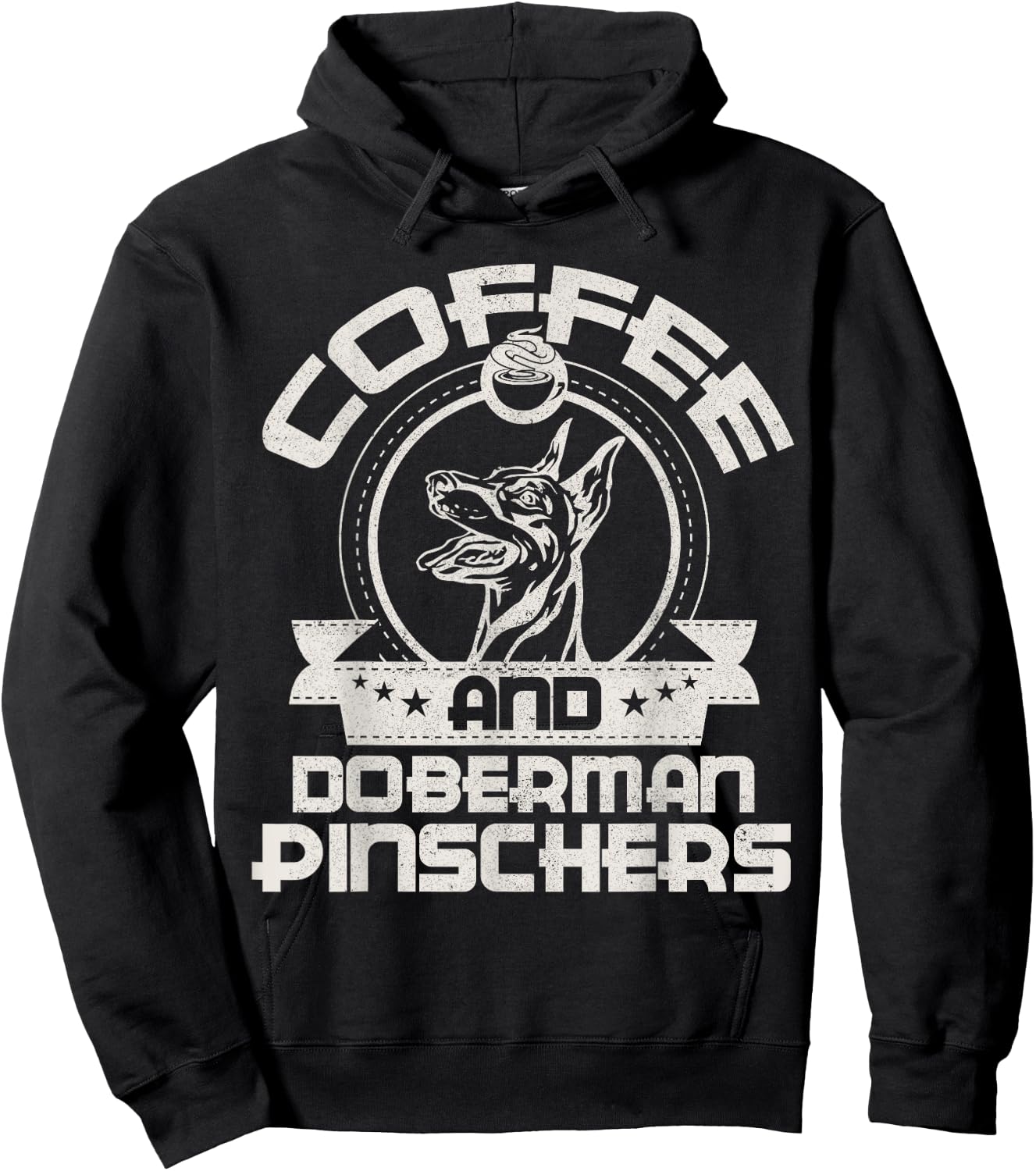 Coffee And Doberman Pinscher Coffee Drinking Dog Owner Lover Hoodie - Hoodie | Black