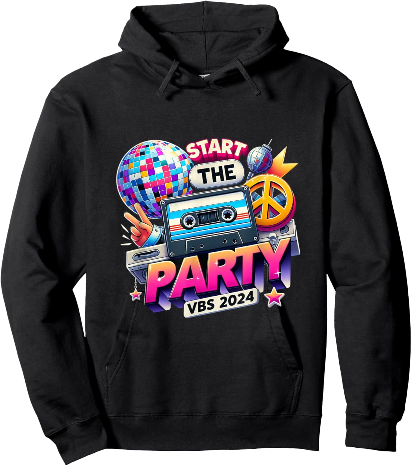 Vacation Bible School 2024 Start The Party Funny VBS 2024 Hoodie - Hoodie | Black