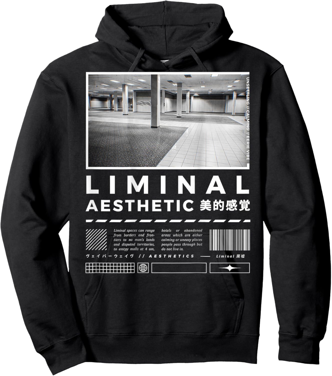 Liminal Spaces (BackPrint) Vaporwave Backrooms Pastel Goth Hoodie - Hoodie | Black