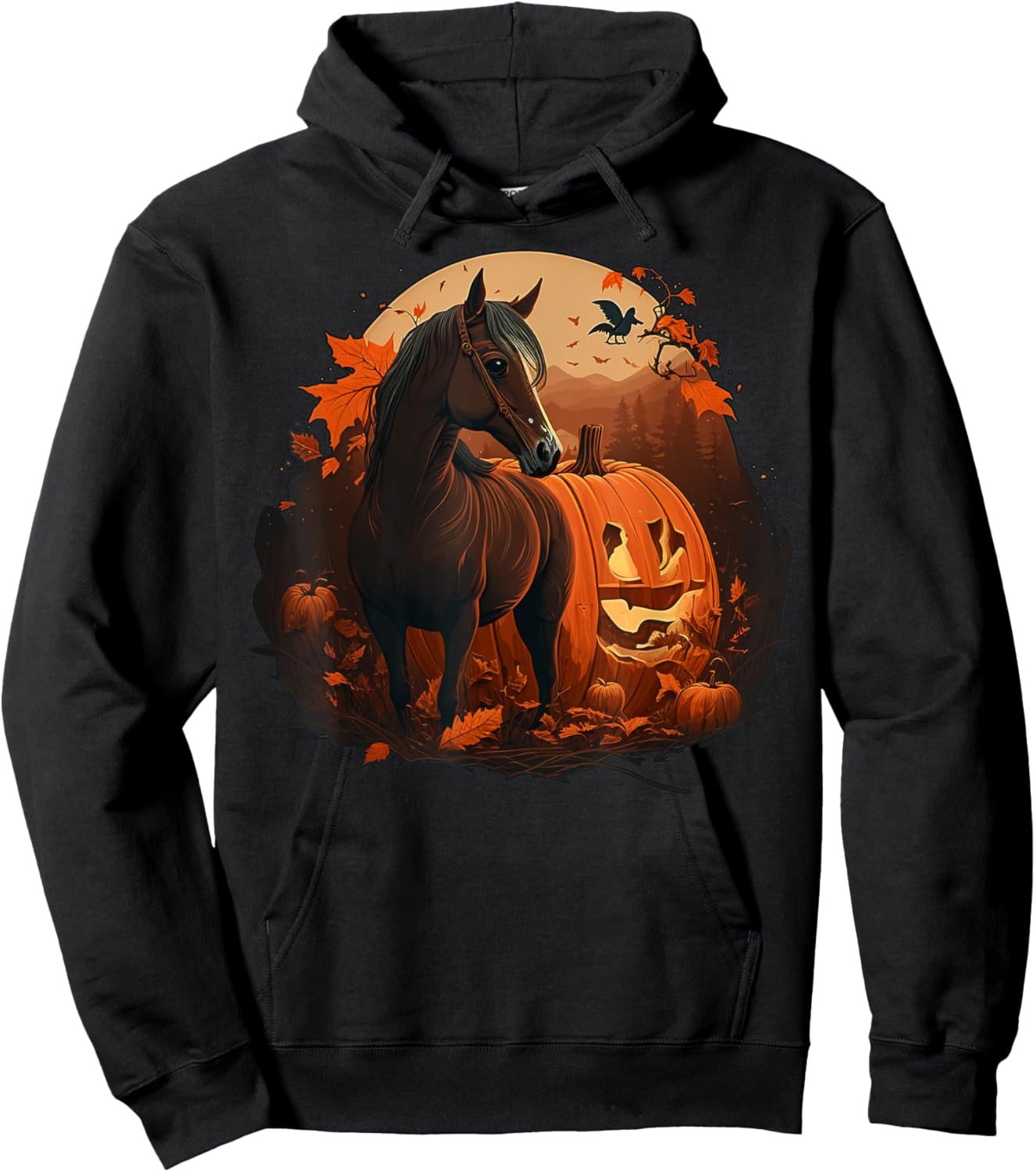 Pumpkin Horse costume on Horse Halloween Hoodie - Hoodie | Black