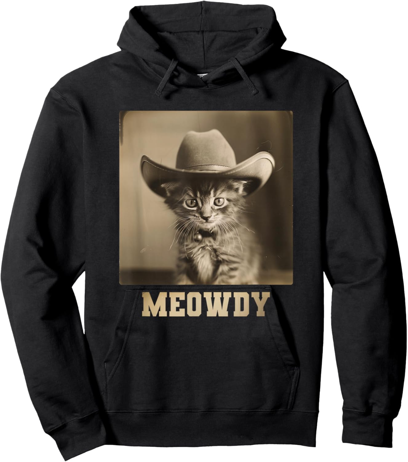 Vintage Meowdy Cat Hoodie - Hoodie | Black