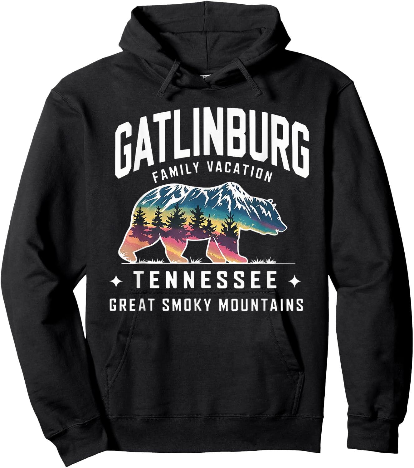 Family Vacation Mountains Gatlinburg Tennessee Bear Souvenir Hoodie - Hoodie | Black