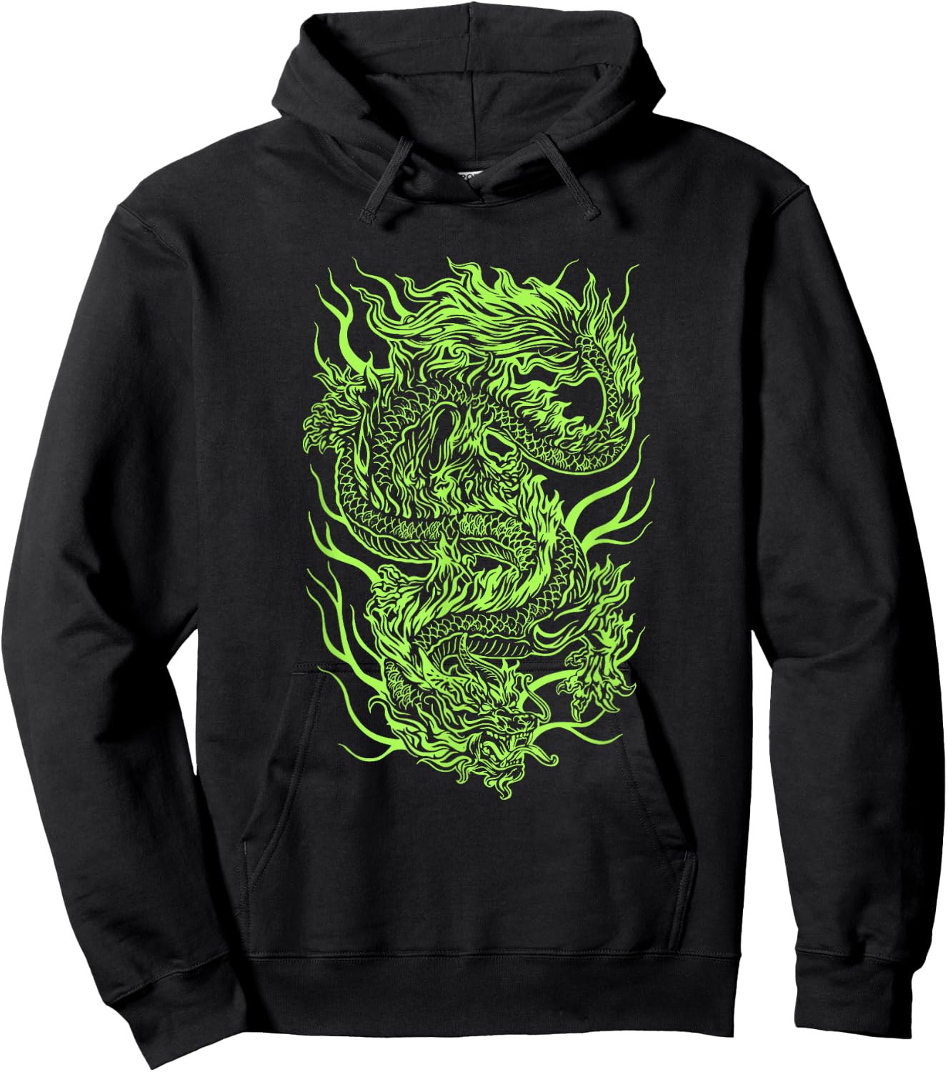 Green Chinese Dragon Grunge Aesthetic Egirl Teen Girls Women Hoodie - Hoodie | Black