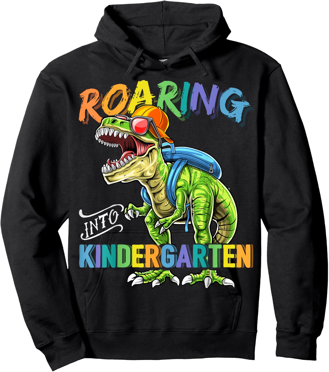 Roaring Kindergarten Dinosaur T Rex Back to School Boys Gift Hoodie - Hoodie | Black