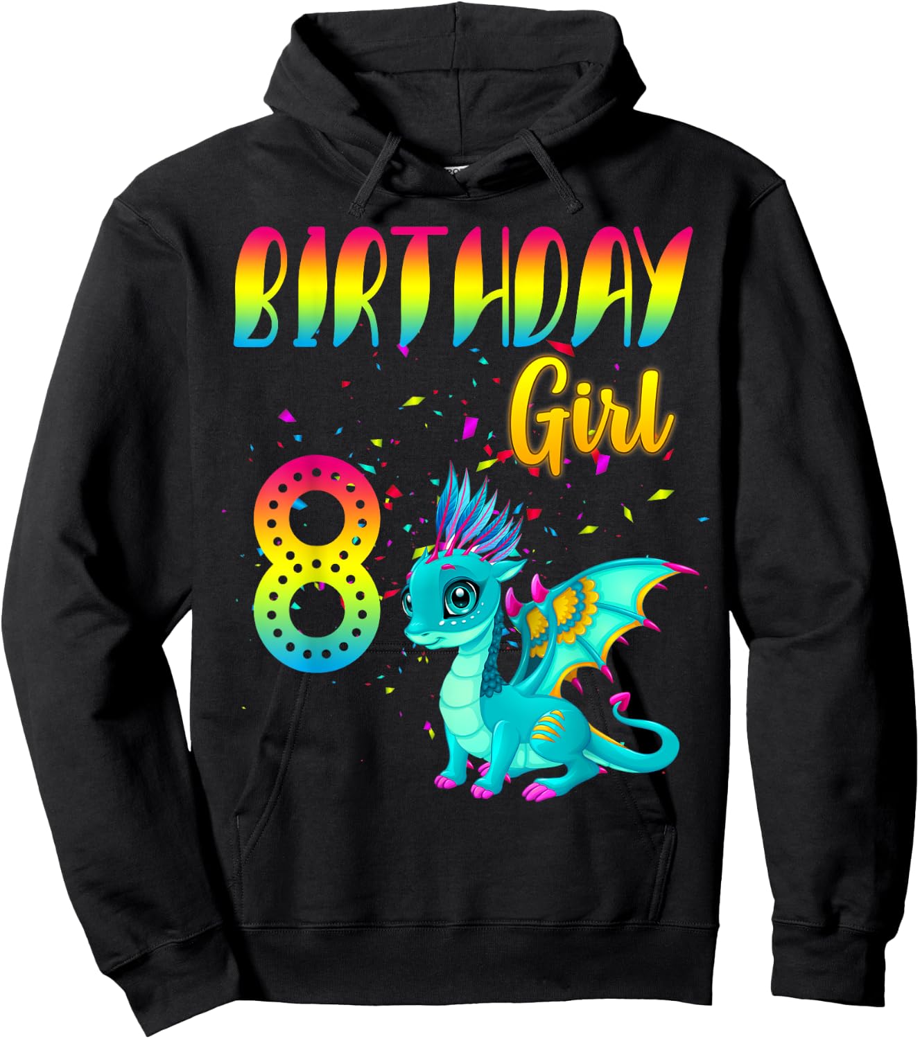 Birthday Girl Dragon 8 Theme Party Outfit Hoodie - Hoodie | Black