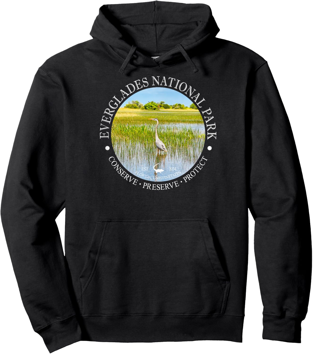 Heron Everglades National Park Conservation Gift Hoodie - Hoodie | Black