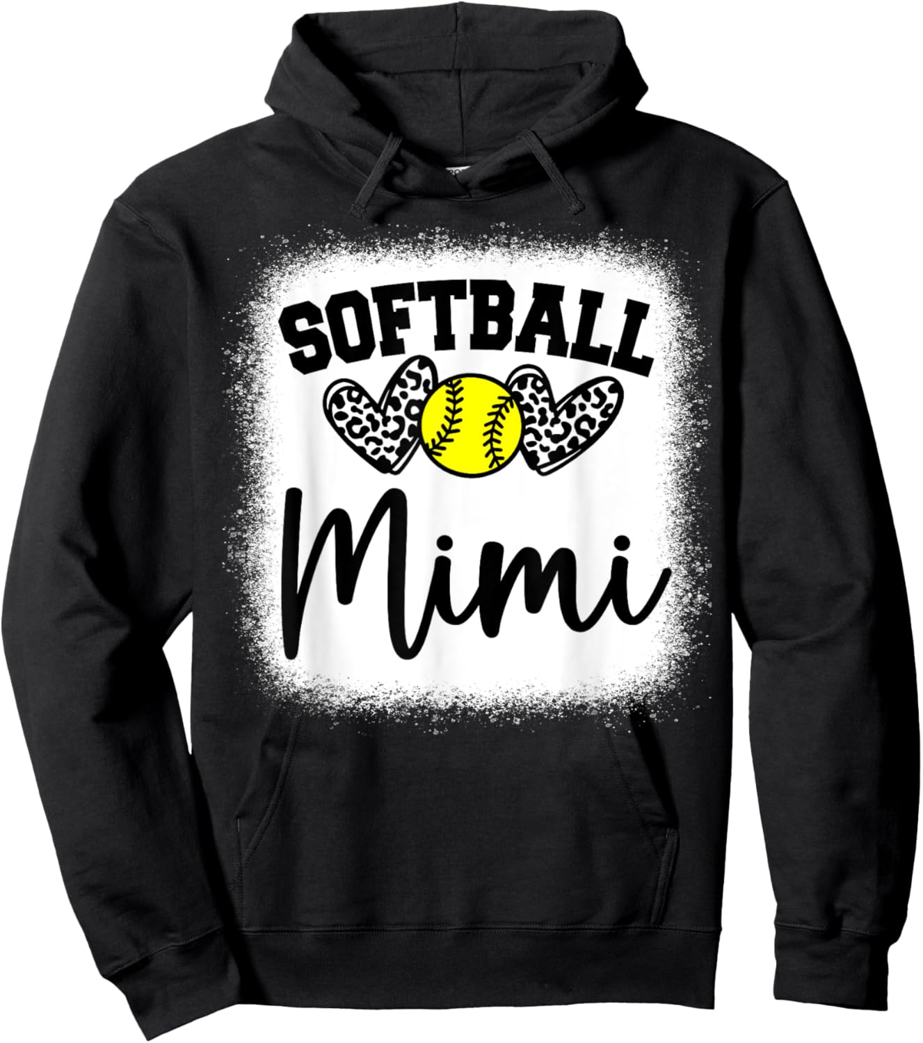 Personalized Softball Heart Cute Mimi Women Softball Hoodie - Hoodie | Black