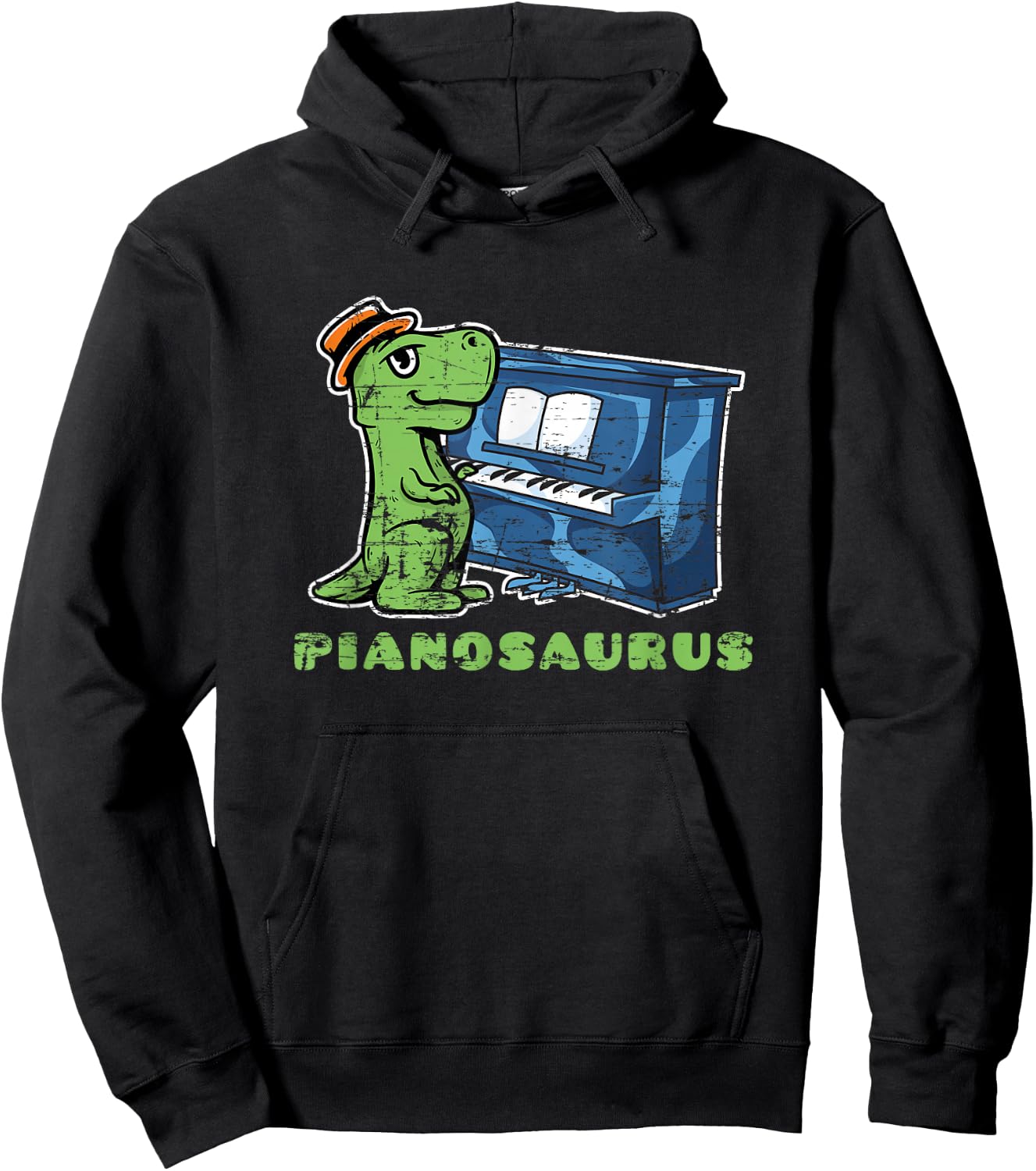 Dino Piano Player Toddlers Pianist Gift Music Piano Hoodie - Hoodie | Black