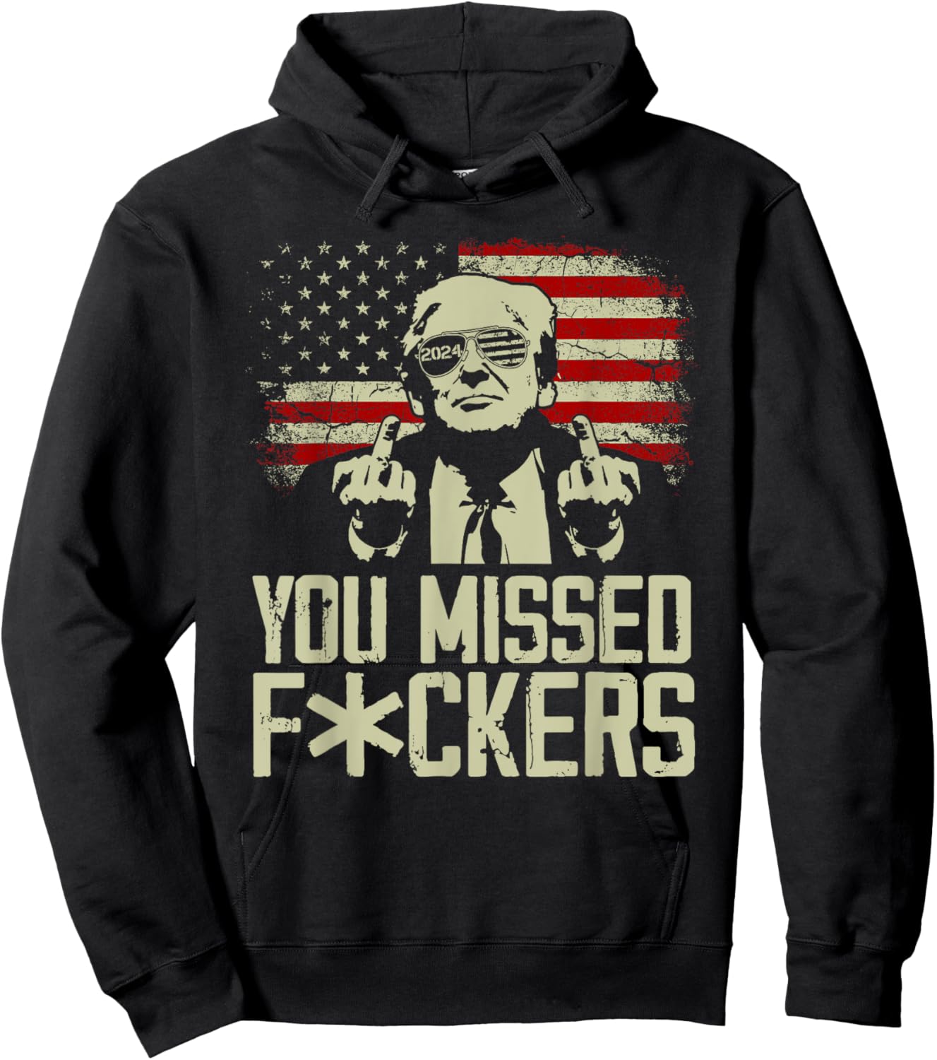 Trump 2024 You Missed Donald Trump Middle Finger Hoodie - Hoodie | Black