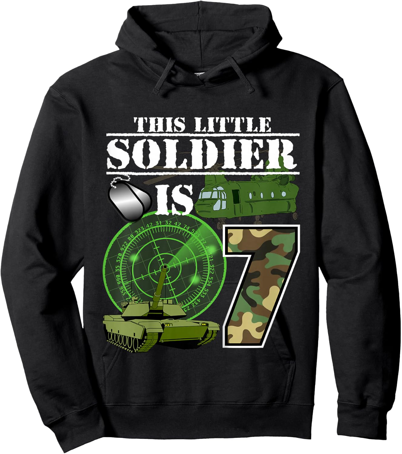 7 Year Old Soldier Birthday T Shirt Military Camo 7th Gift Hoodie - Hoodie | Black