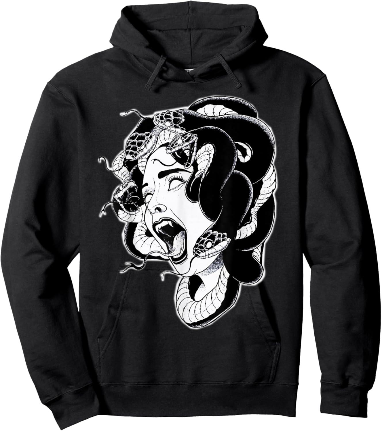 Medusa Blackwork Tattoo Flash Hoodie - Hoodie | Black