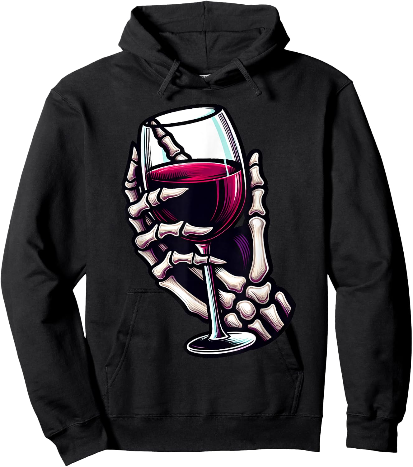Funny Halloween Skeleton Hand Holding Wine Glass Costume Hoodie - Hoodie | Black
