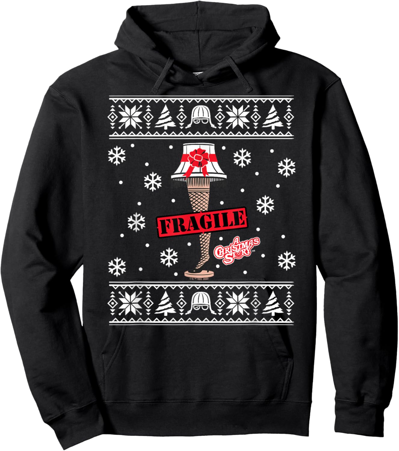 A Christmas Story - Fragile Leg Lamp Sweater Pattern Hoodie - Hoodie | Black